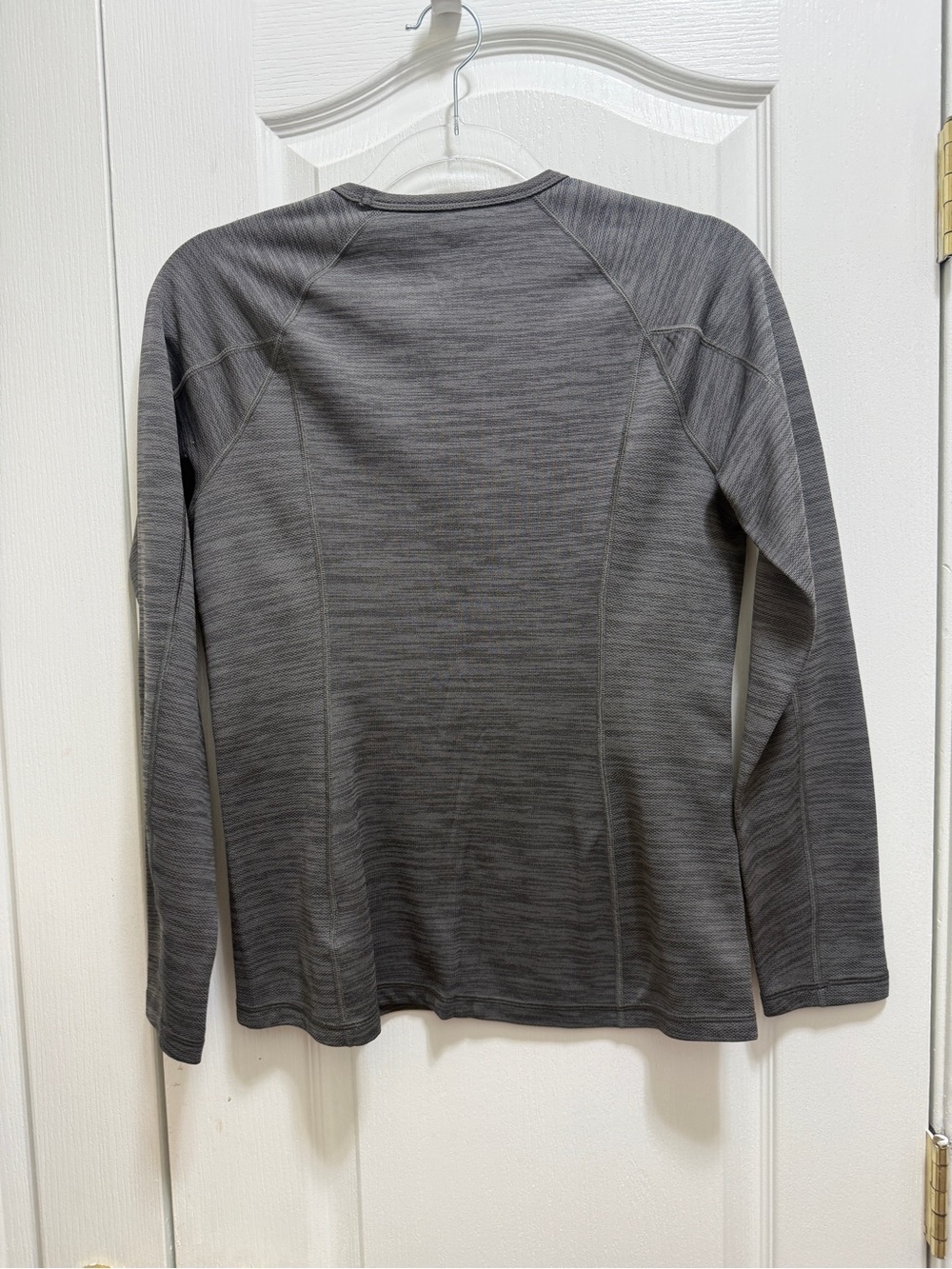 The North Face Women's Heather Gray Long Sleeve Crew with Pink Logo - Picture 2 of 8